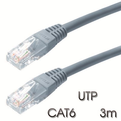 Cromad cable Red UTP CAT6 3 Metros Gris Claro