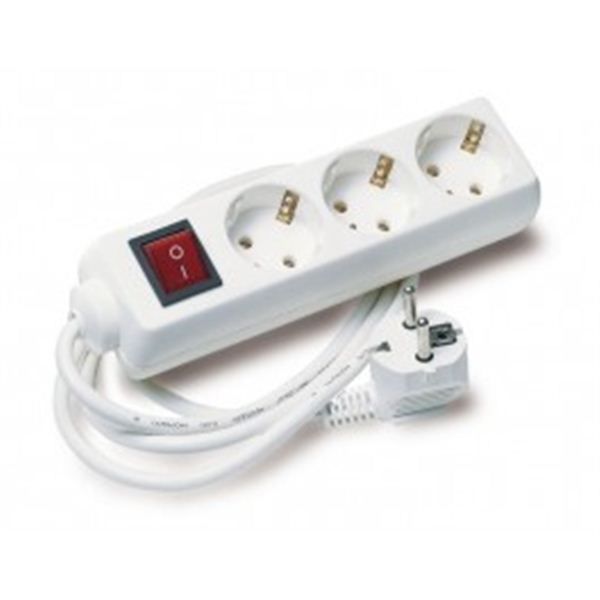 Regleta Enchufes, Alargador Enchufe de 3 Enchufes con Interruptor, Cable de 3  Metros, Blanco