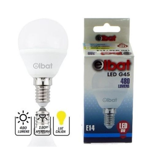 Elbat Bombilla Led G45 6W E14 480 lumen Calida