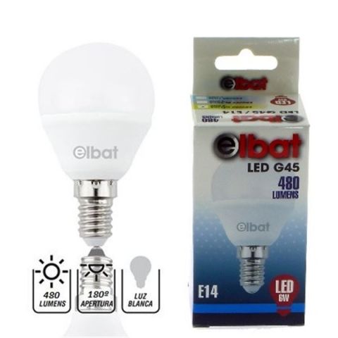 Elbat Bombilla Led G45 6W E14 480 lumen Blanca