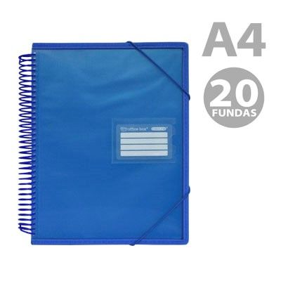 OfficeBox Carpeta Espiral 20 Fundas A4 Azul Oscuro