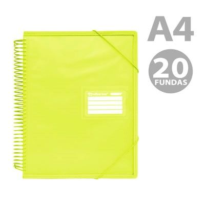 OfficeBox Carpeta Espiral 20 Fundas A4 Amarillo Fl