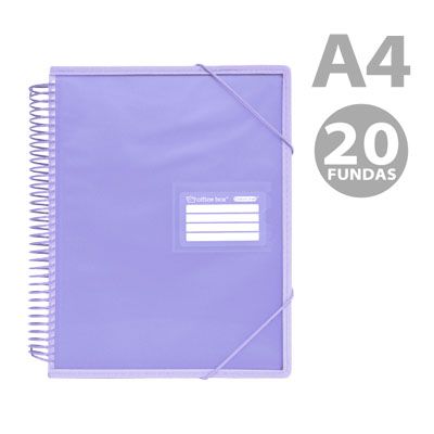 OfficeBox Carpeta Espiral 20 Fundas A4 Morado