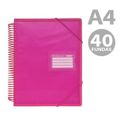 OfficeBox Carpeta Espiral 40 Fundas A4 Fucsia