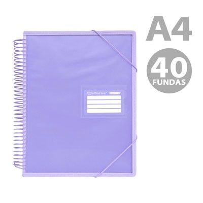 OfficeBox Carpeta Espiral 40 Fundas A4 Morado
