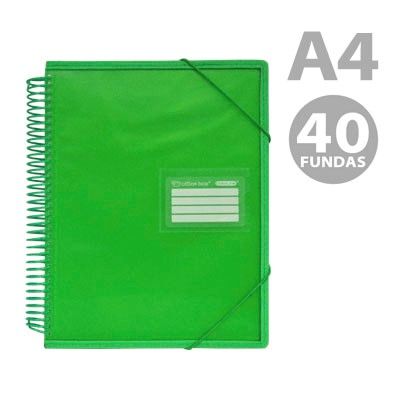 OfficeBox Carpeta Espiral 40 Fundas A4 Verde