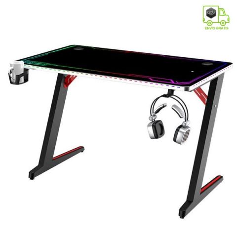 Muvip Mesa Gaming Pro200 Vidrio Blindado luz RGB