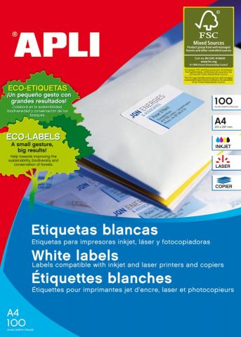 Apli Etiquetas Adhesivas Blancas 70x37 01273