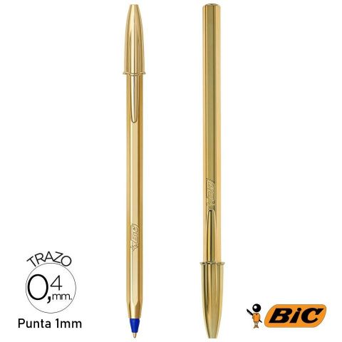Bic Bolígrafo Cristal Dorado Celebrate Azul