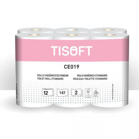 Tisoft 12 Rollos Papel Higienico Ce019 Blanco 