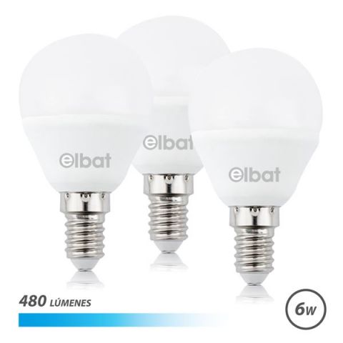 Elbat 3 Bombillas Led G45 6W E14 480 Lumen Fría