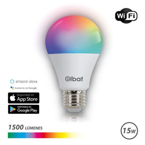 Elbat Bombilla Led Smart Wifi A65 E27 15W 1500 RGB