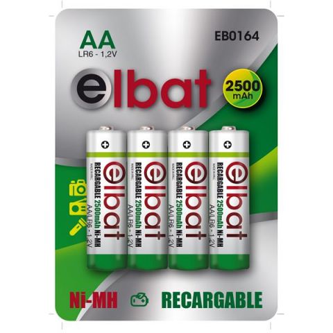 Elbat Pack 4 Pilas Recargables LR06 AA 2500mAh