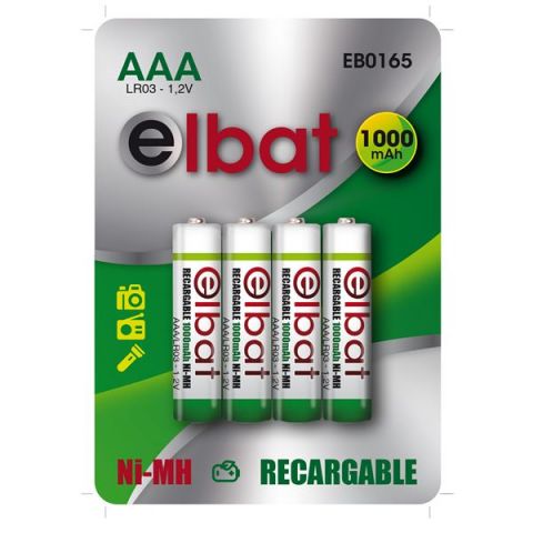 Elbat Pack 4 Pilas Recargables LR03 AAA 1000mAh