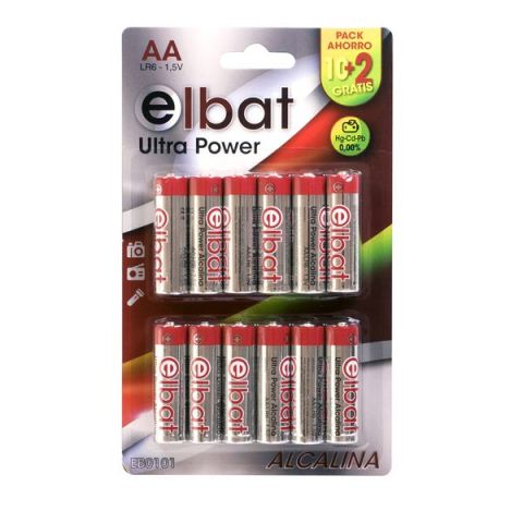 Elbat Pack 12 Pilas Alcalinas LR06 AA 1,5V