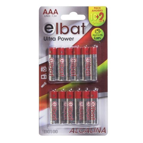 Elbat Pack 12 Pilas Alcalinas LR03 AAA 1,5V