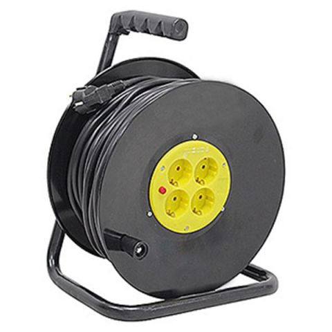 Elbat Enrollador Cable 50 Metros Shucko 4 Tomas