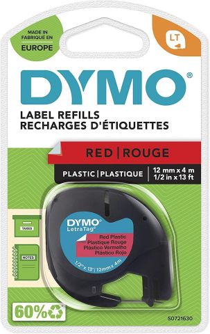 Dymo Cinta Rotular LetraTag Plástico 12mmx4m NG/RJ