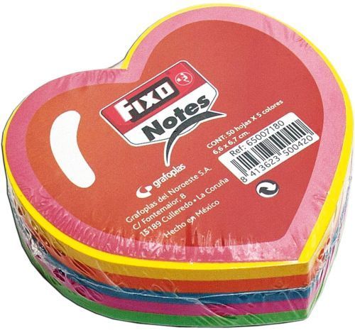 Fixo Notas adhesivas Corazón 76x76 250 Hojas