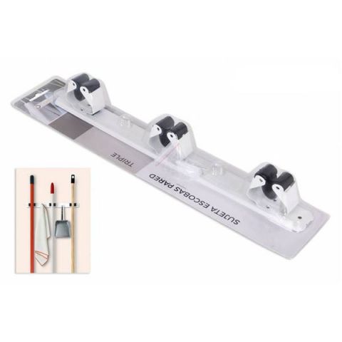 Sujeta Cepillo Fregona Pared Triple