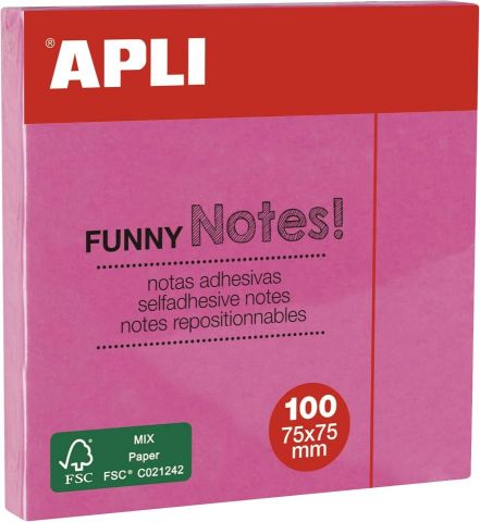 Apli 100 Notas Adhesivas 75x75 Rosa