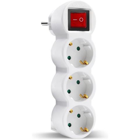 Elbat Regleta 3 enchufes blanco interruptor