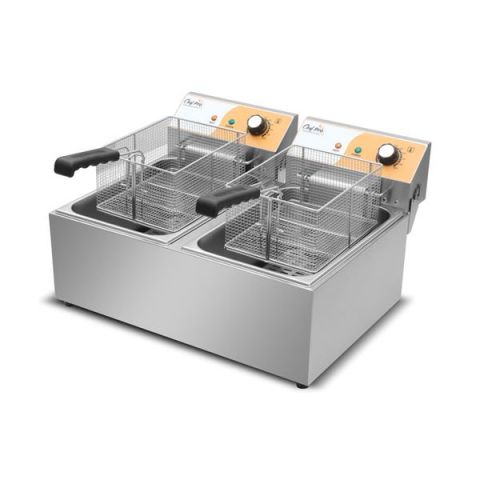 Chef Pro Freidora Electrica Pro Doble 2x11L 2x3000
