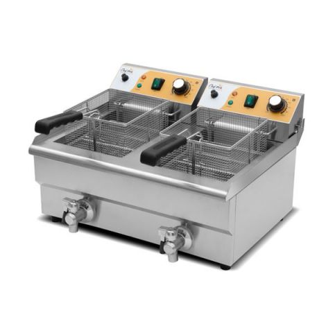 Chef Pro Freidora Electrica Pro Doble 2x10L 2x3000