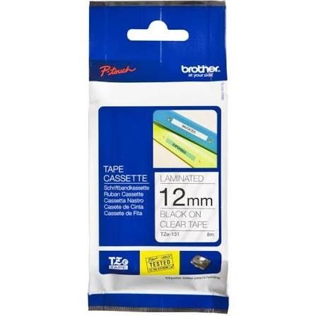 Brother Cinta Laminada 12mm Negro Transparente